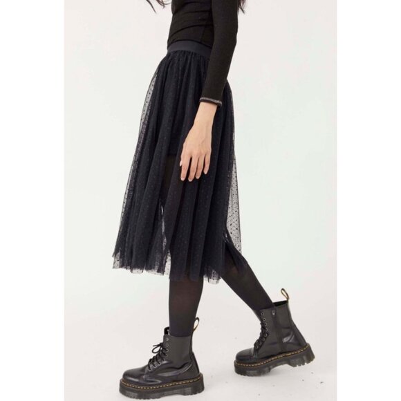 NWT Free People Swiss Dot Tulle Midi Skirt | Whimsigoth Balletcore Dark Academia - Picture 6 of 16